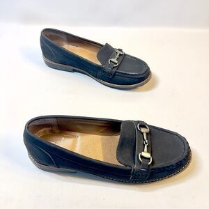 WHITE MOUNTAIN Women’s 8.5 Black Slip on Flat. Horse Bit Detail.